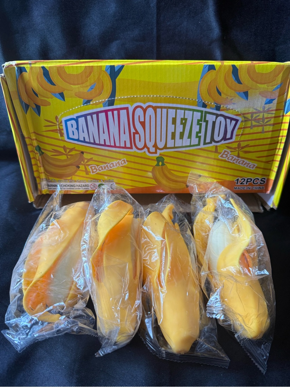 New Set of 4 Banana Squeeze Toy - Yellow Banana Stress Reliever- Not Needoh